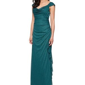 Alex Evenings Teal Draped Gown